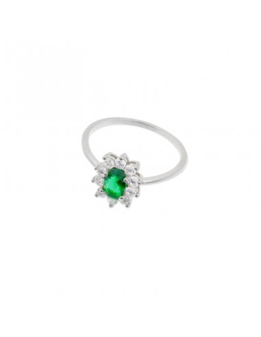 Silver Diana Green Ring