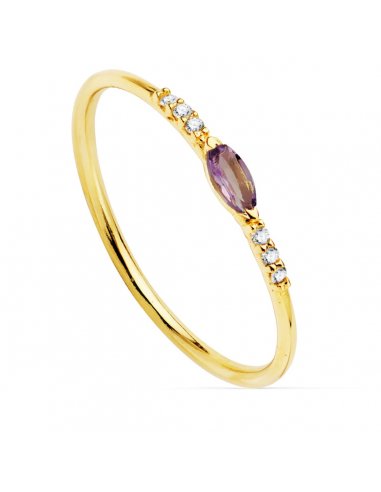 18kt Gold Ring- Amatista 4x2mm y...