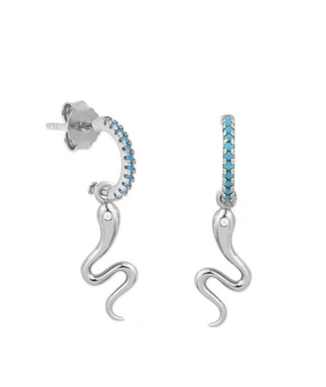 Earrings Silver Snake Blue