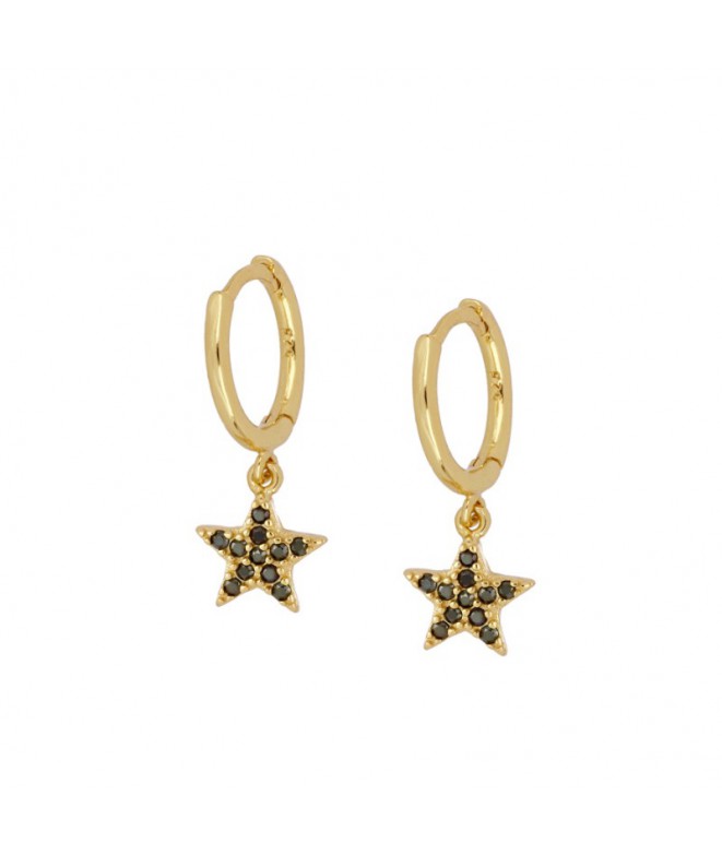 Earrings Gold Black Star
