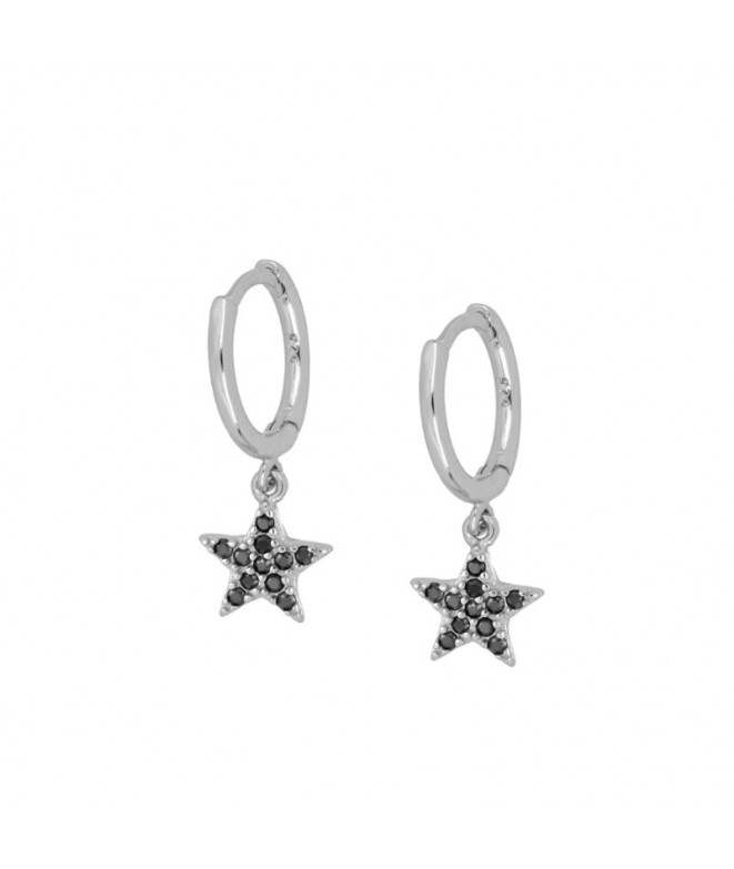 Earrings Silver Black Star