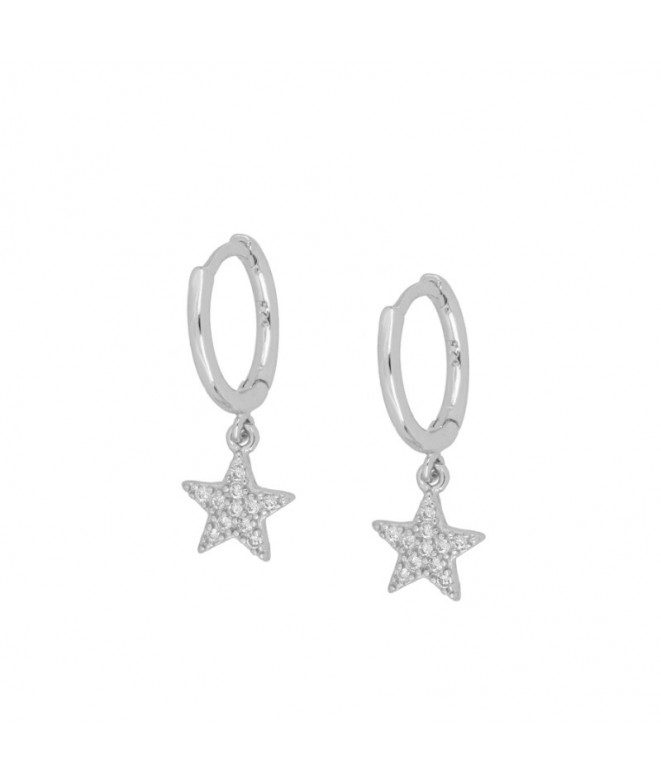 Earrings Silver White Star