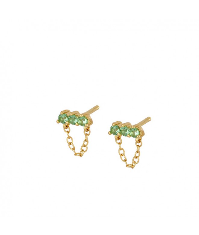 Gold Zeland Green Earrings