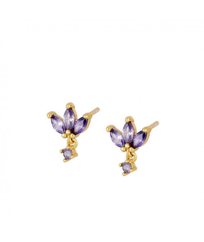 Gold Roses Purple Earrings