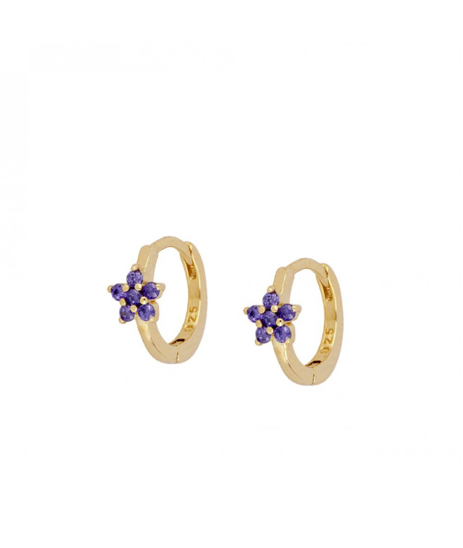 Gold Tellus Purple Earrings