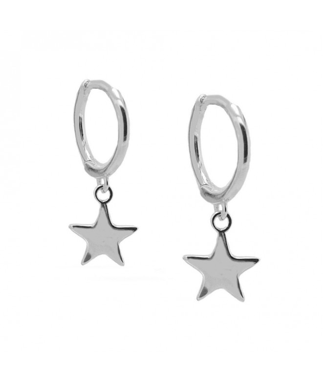 Silver Hoop Star Earrings
