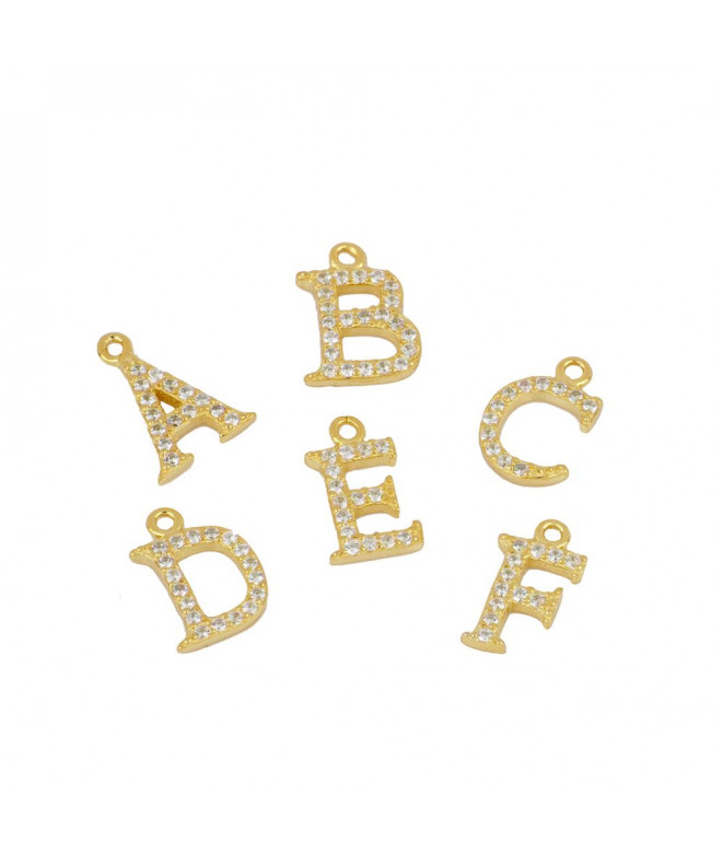Gold Crystal Letter Charm