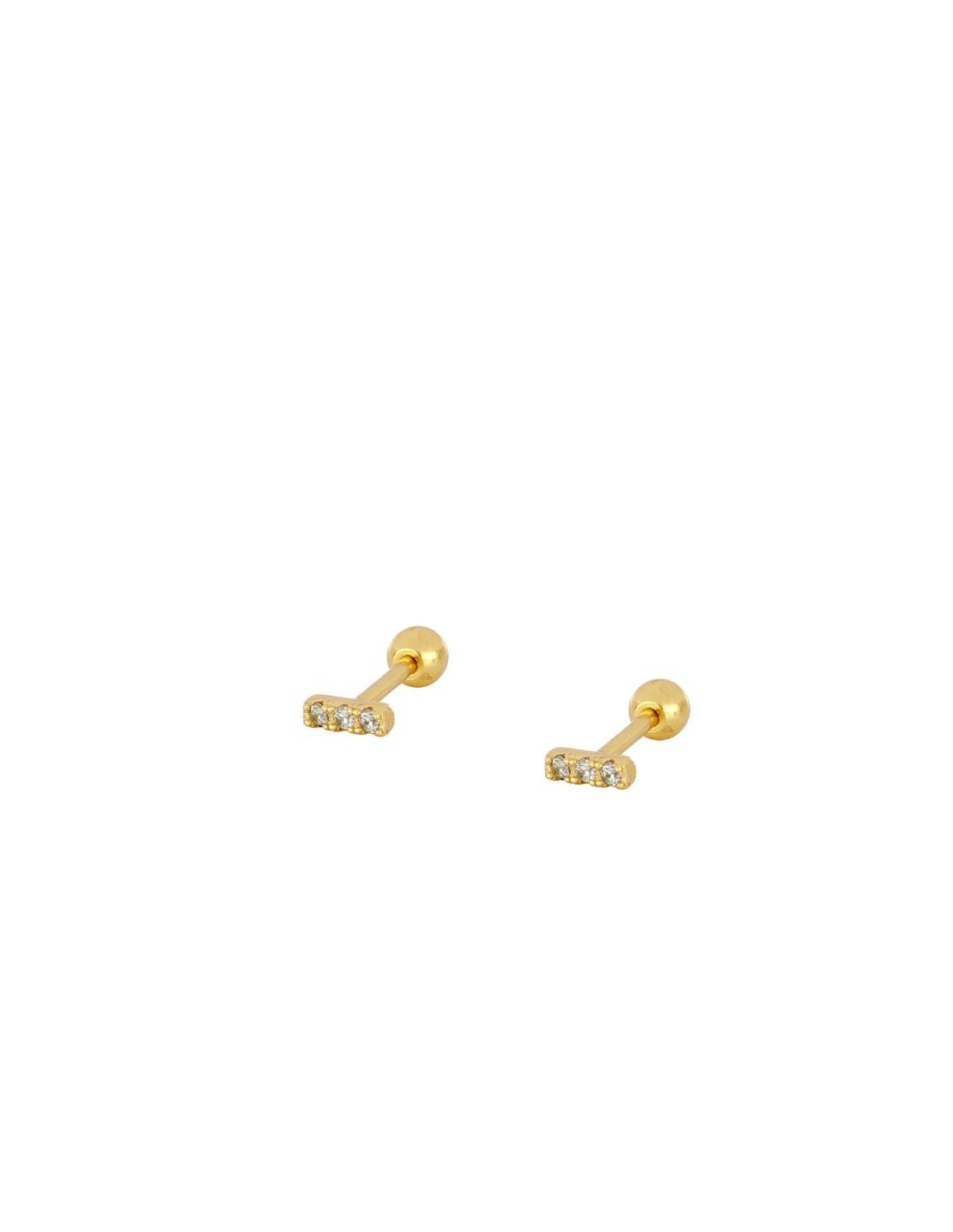 Tiny Bar 18K Gold Plated over Sterling Silver Threader Earrings 