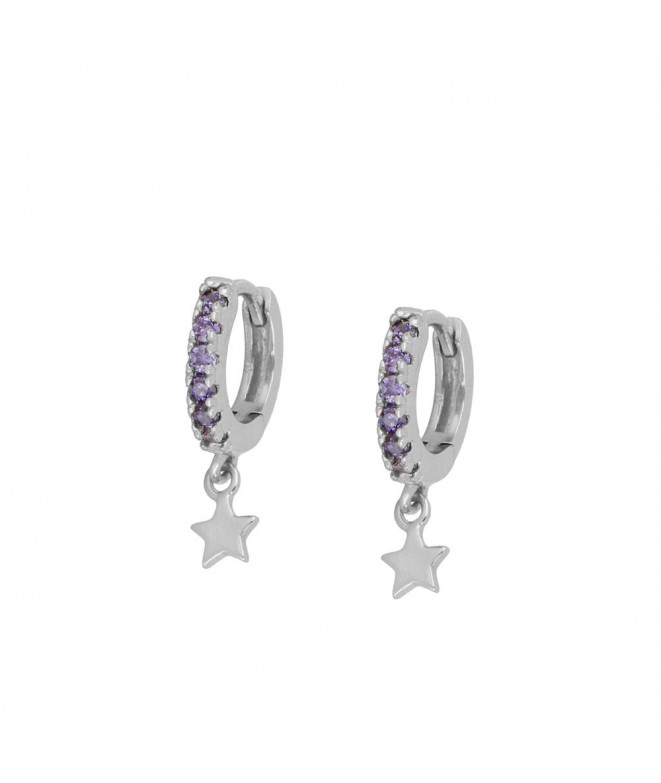 Silver June Purple Earrings