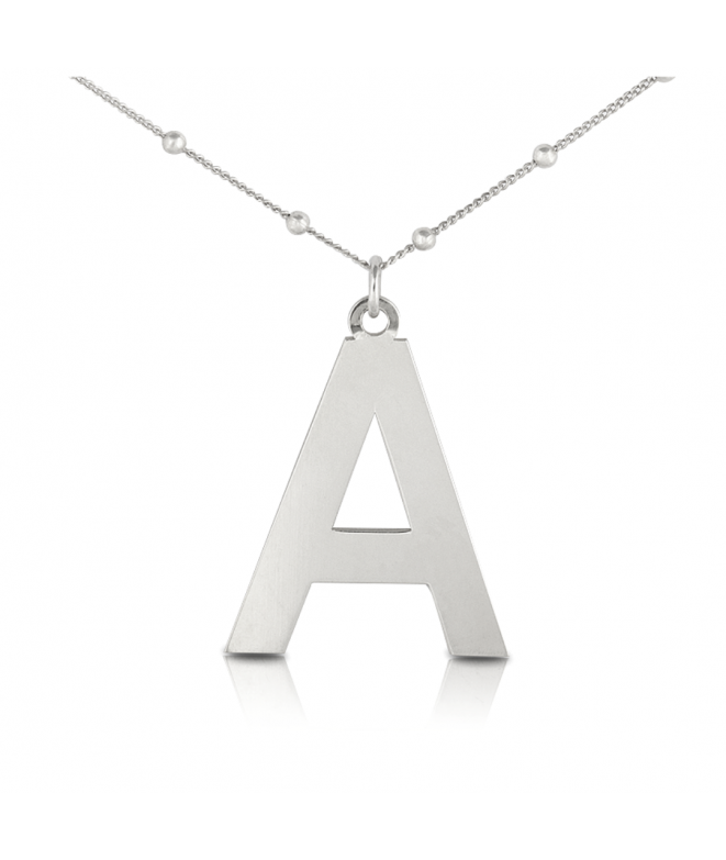Silver Big Letter Necklace