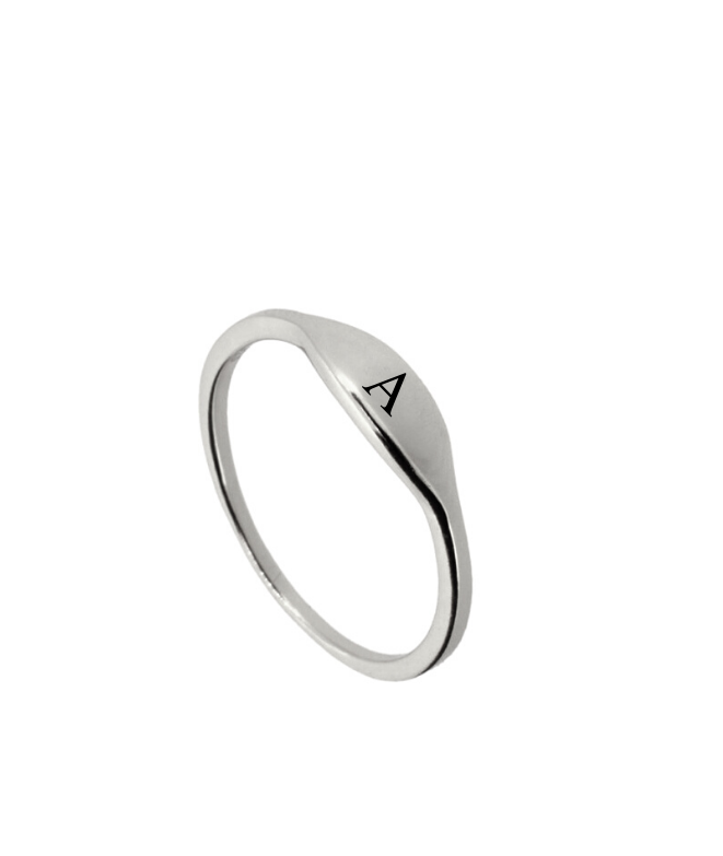 Silver Flat Letter Ring