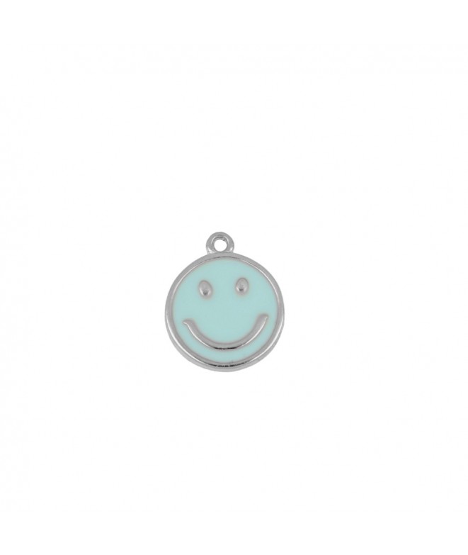 Charm Silver Smiley Blue