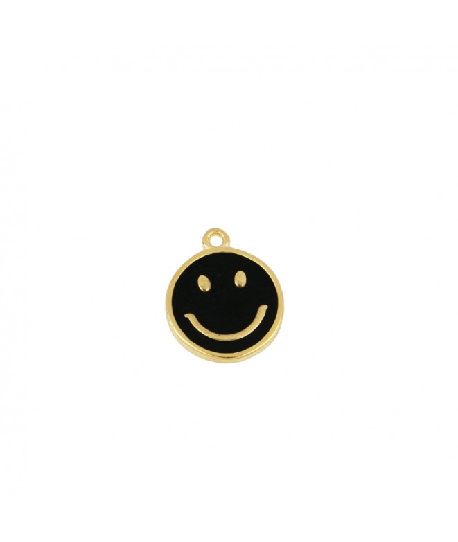 Gold Smiley Black Charm