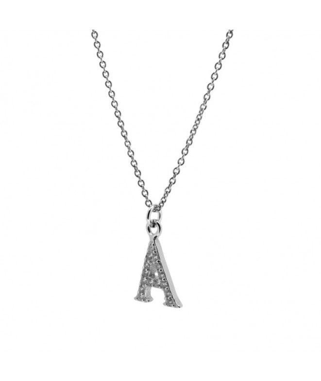 Necklace Silver Crystal Letter