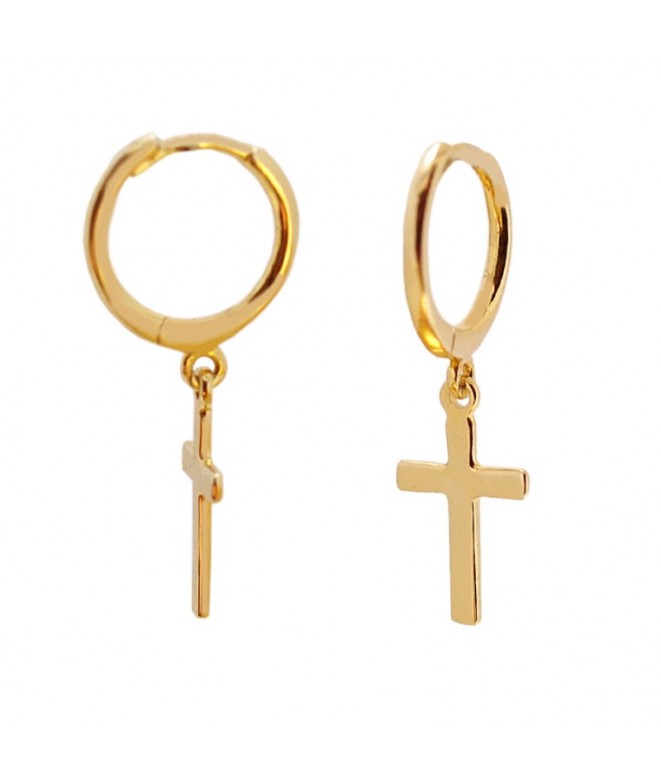 Gold Hoop Cross Earrings