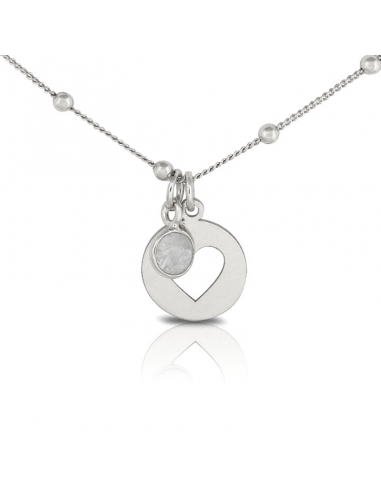 Necklace Silver Heart Stone