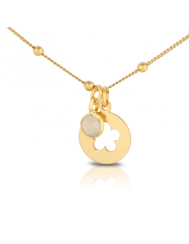 Necklace Gold Flower Stone