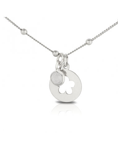 Necklace Silver Flower Stone