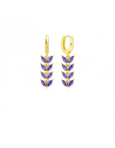 Earrings Gold Wheat Purple
