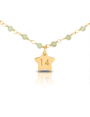 Necklace Gold Star Green
