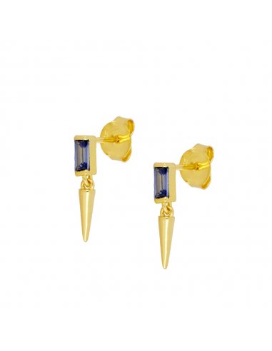 Earrings Gold Cone Blue