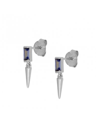 Earrings Silver Cone Blue