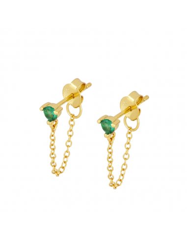 Earrings Gold Nook Green